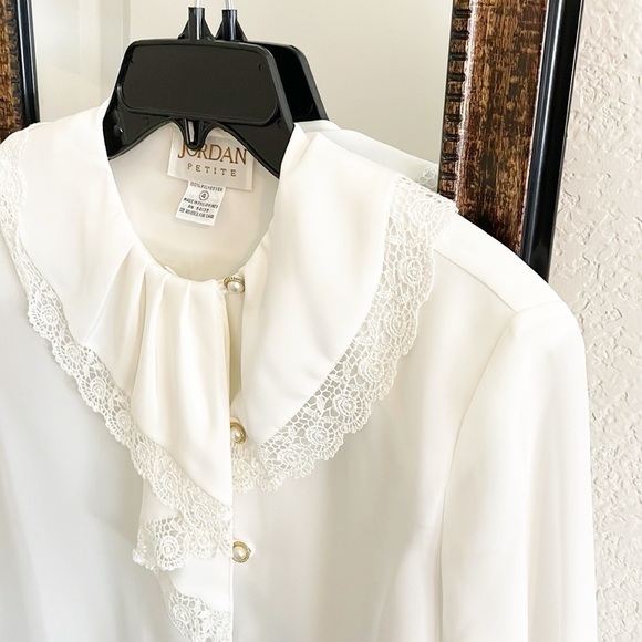 Jordan off white long sleeve lace button down top - Picture 2 of 4